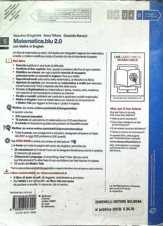 Matematica Blu 2.0 5 Bergamini Trifone Barozzi 2012 Prima Edizione …