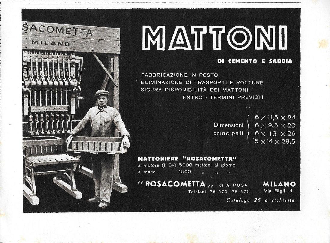Mattoniere Rosacometta. Advertising 1942 | Immagine principale