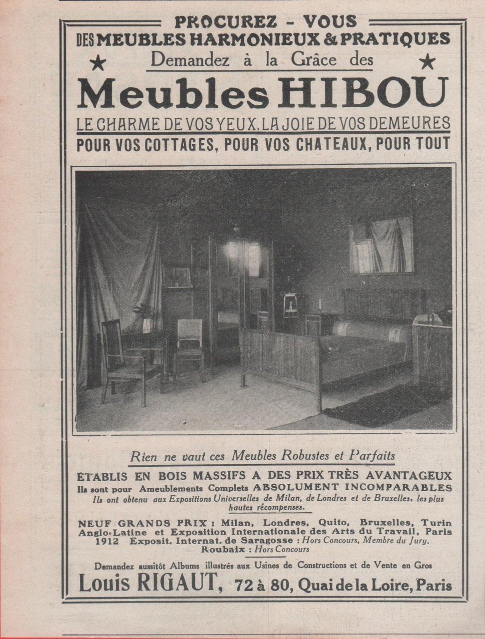 Maubles Hibou, Paris. Advertising 1912 | Immagine principale