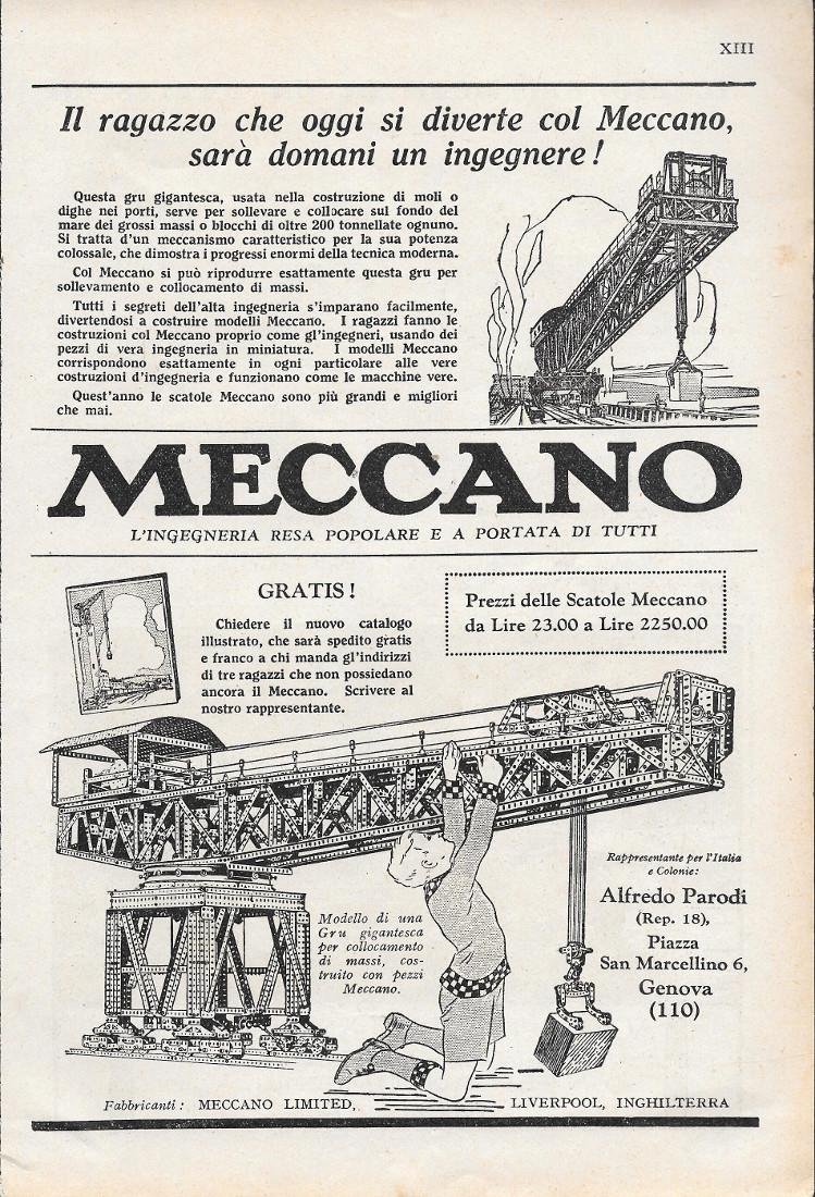 Meccano. L'ingegneria resa popolare. Advertising 1928 | Immagine principale