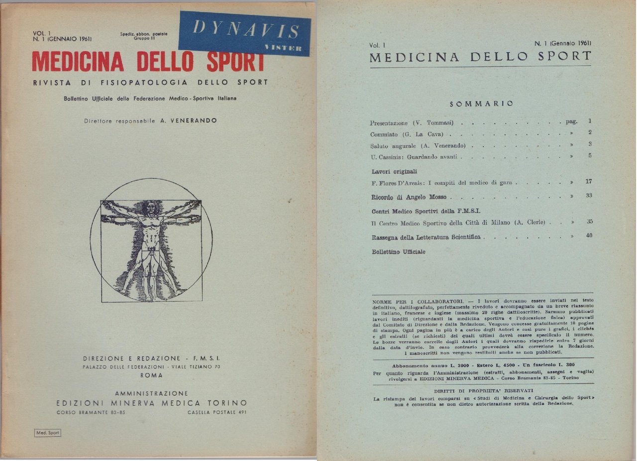 Medicina dello Sport N. 1 - Gennaio 1961 | Immagine principale