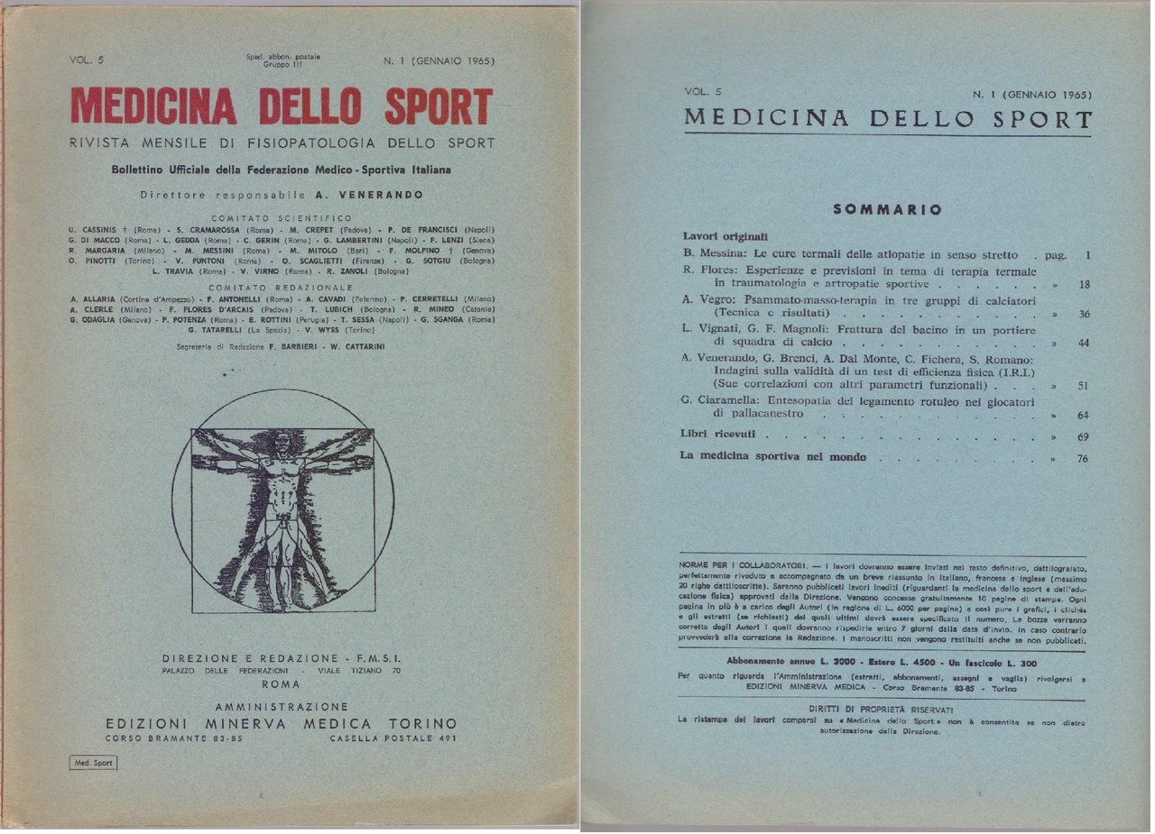 Medicina dello Sport N. 1 Gennaio 1965 | Immagine principale