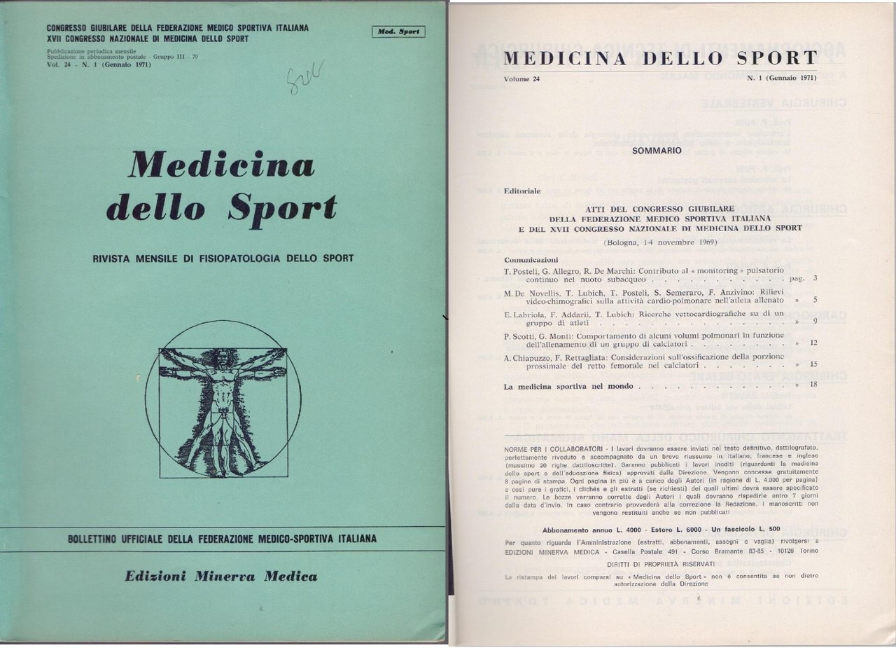 Medicina dello Sport N 1 Gennaio 1971 | Immagine principale