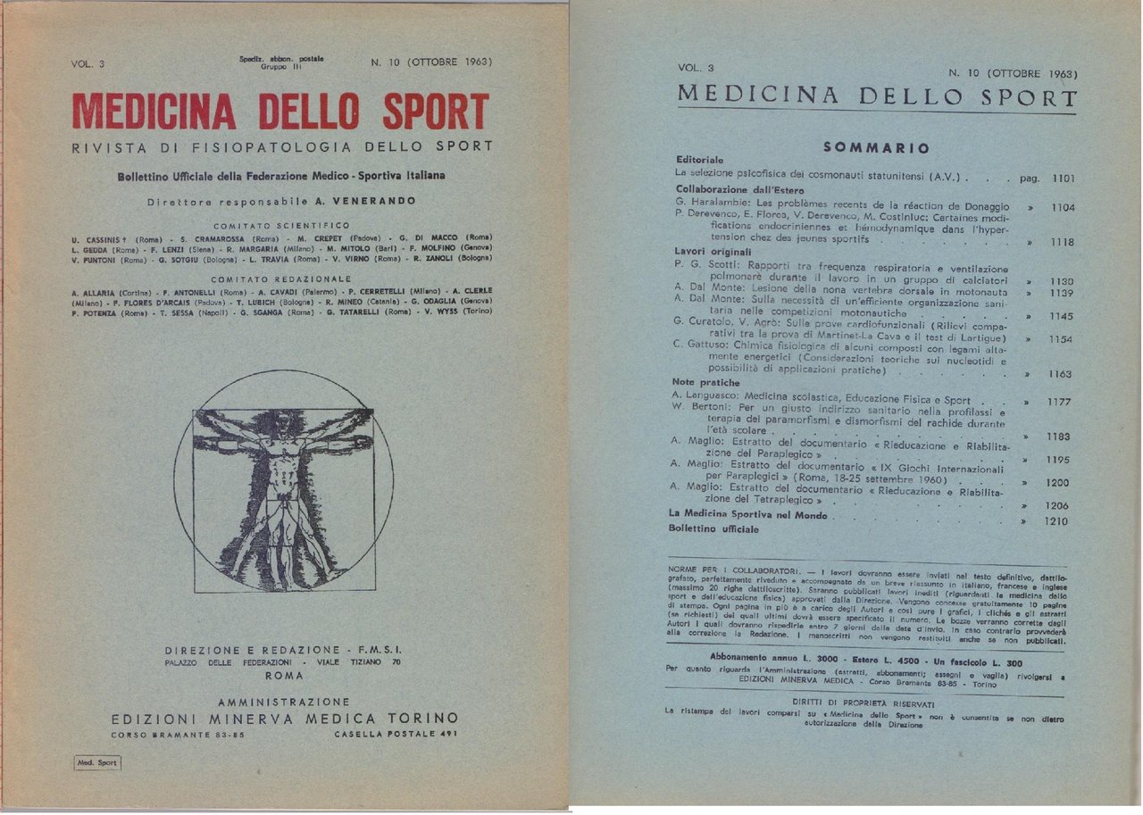 Medicina dello Sport N. 10 Ottobre 1963 | Immagine principale
