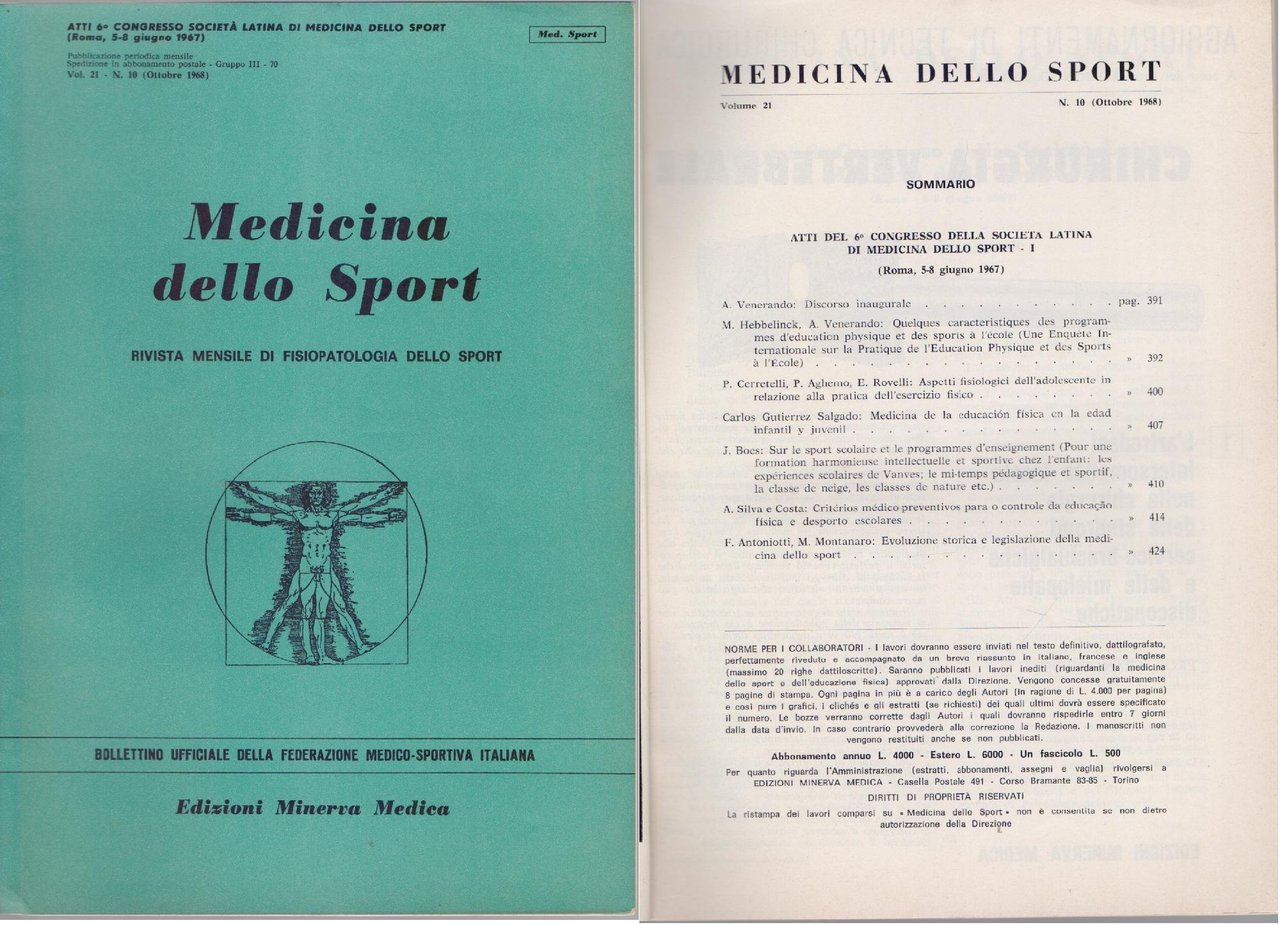Medicina dello Sport N 10 Ottobre 1968 | Immagine principale
