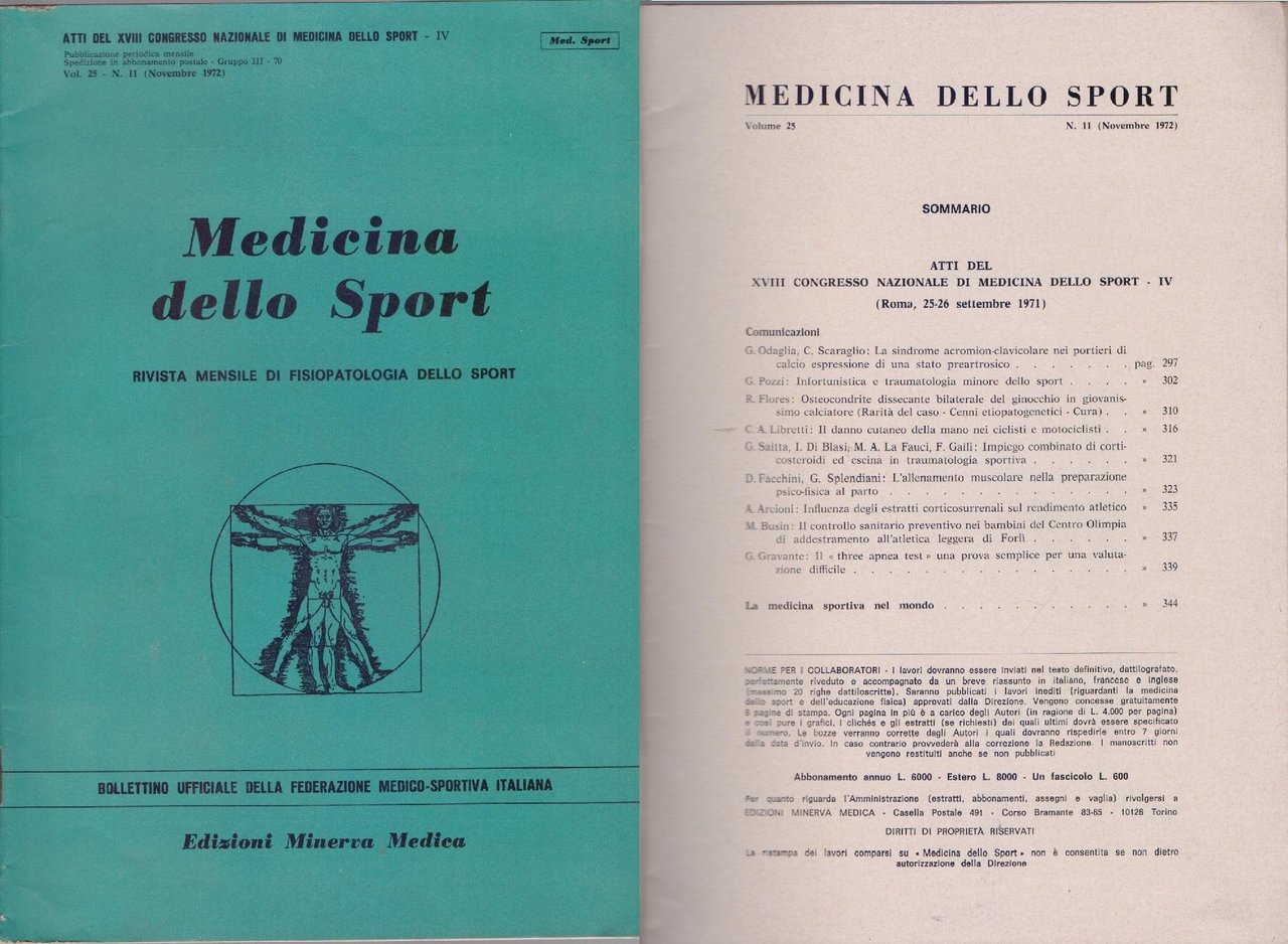 Medicina dello Sport N 11 Novrembre 1972 | Immagine principale