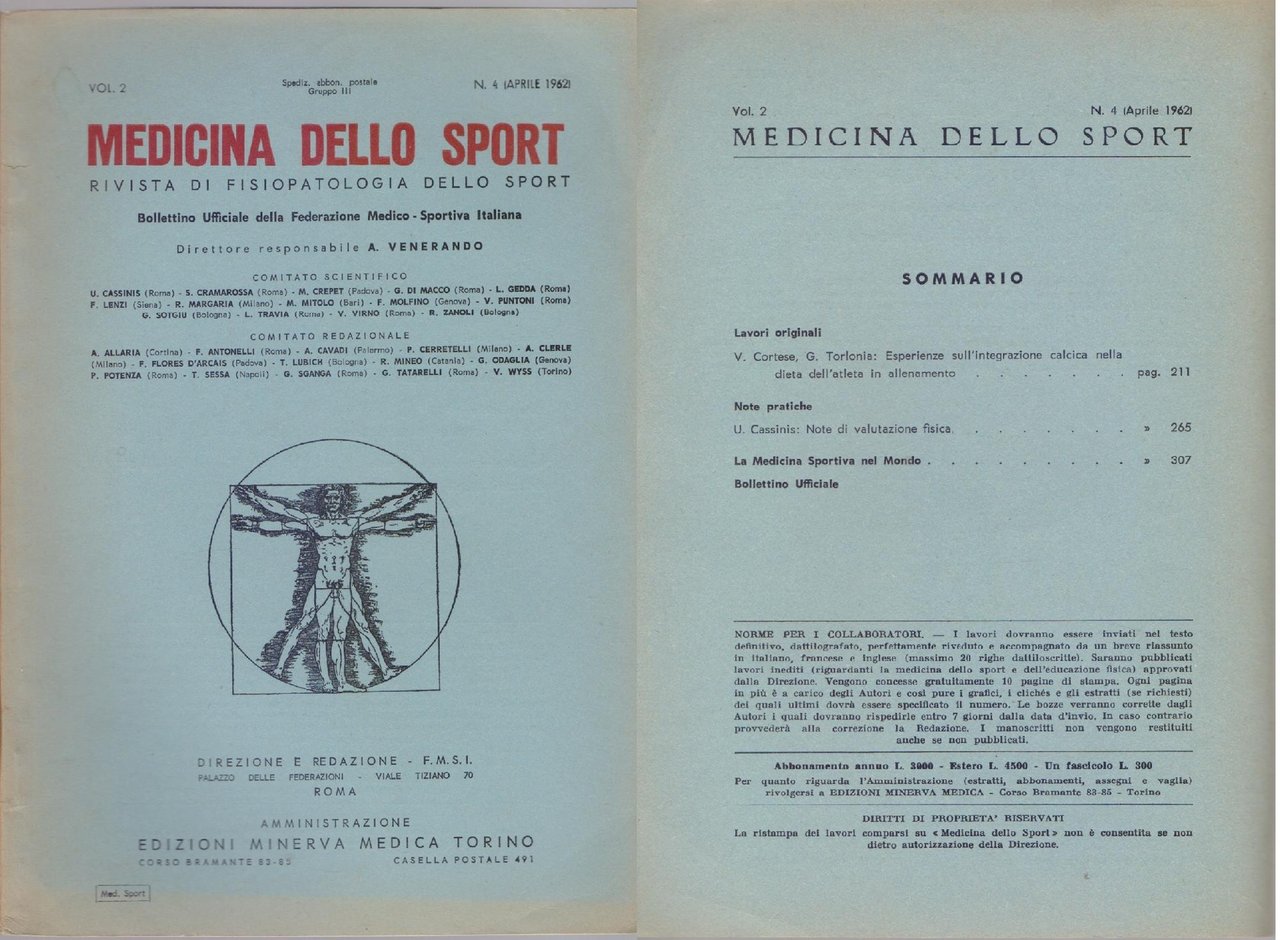 Medicina dello Sport N. 4 Aprile 1962 | Immagine principale