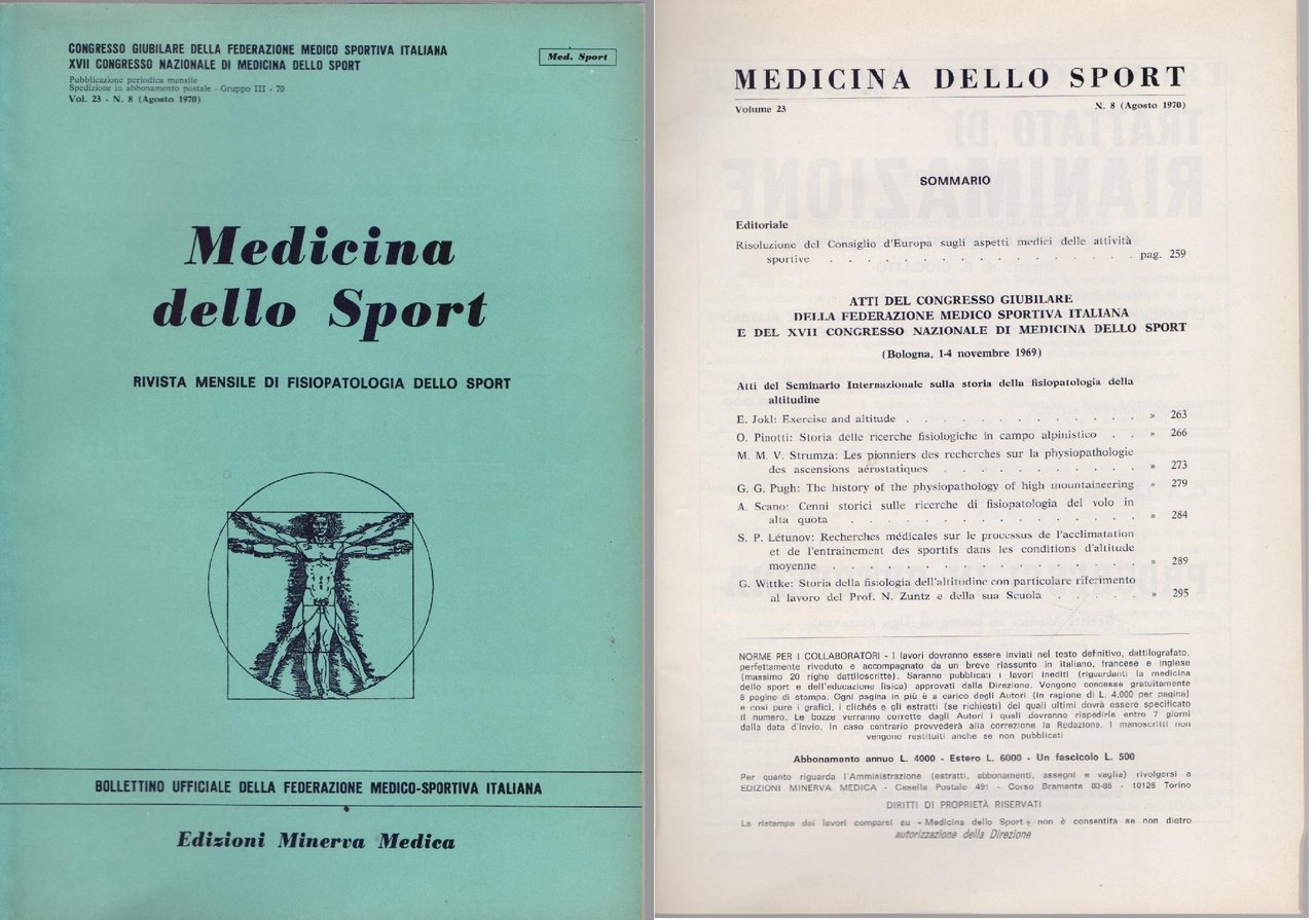Medicina dello Sport N 8 Agosto 1970 | Immagine principale