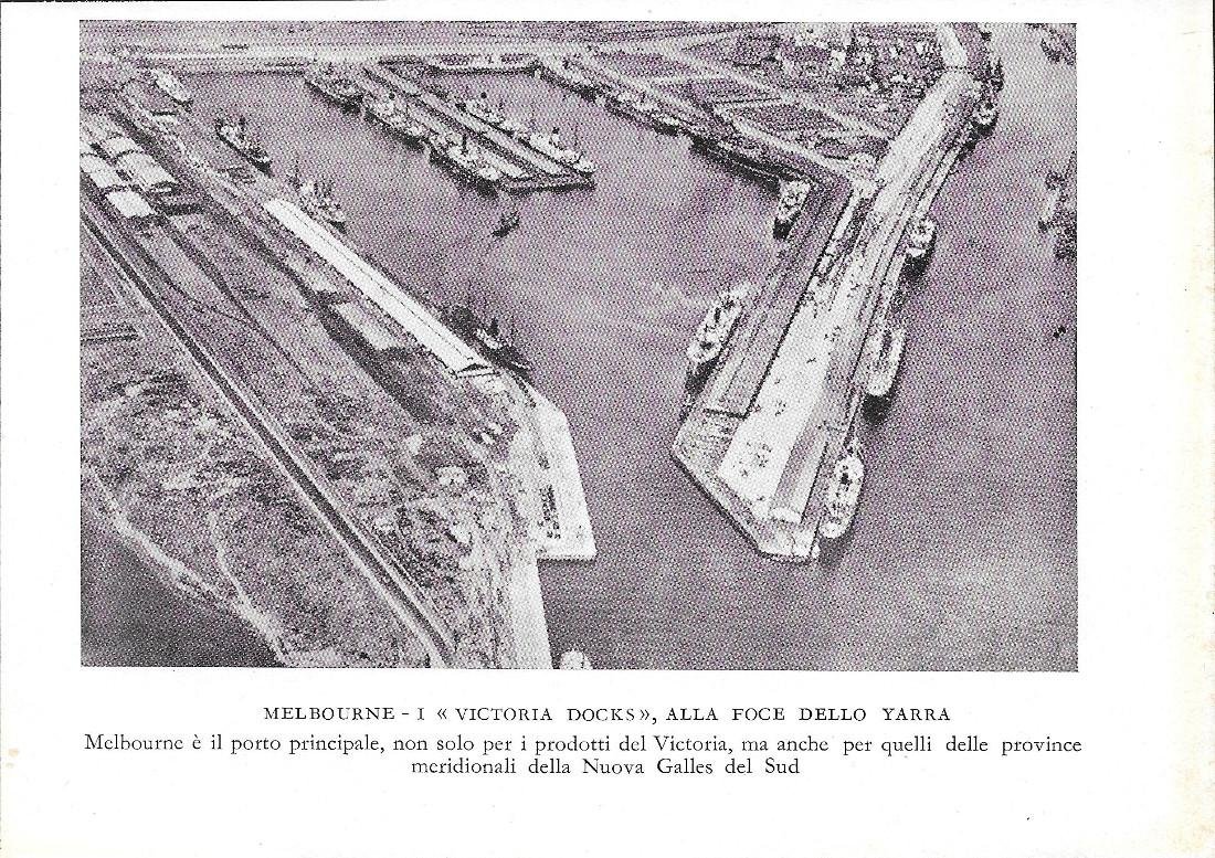 Melbourne, I Victoria Docks, alla foce dello Yarra. Stampa 1934 | Immagine principale