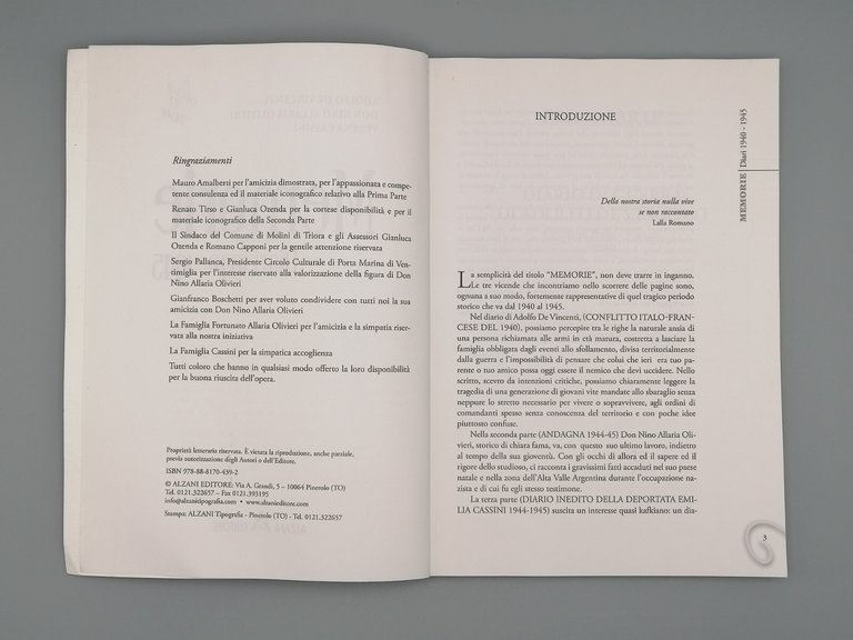Memorie. Diari 1940-1945 De Vincenti Allaria Olivieri Cassini Voce Intemelia