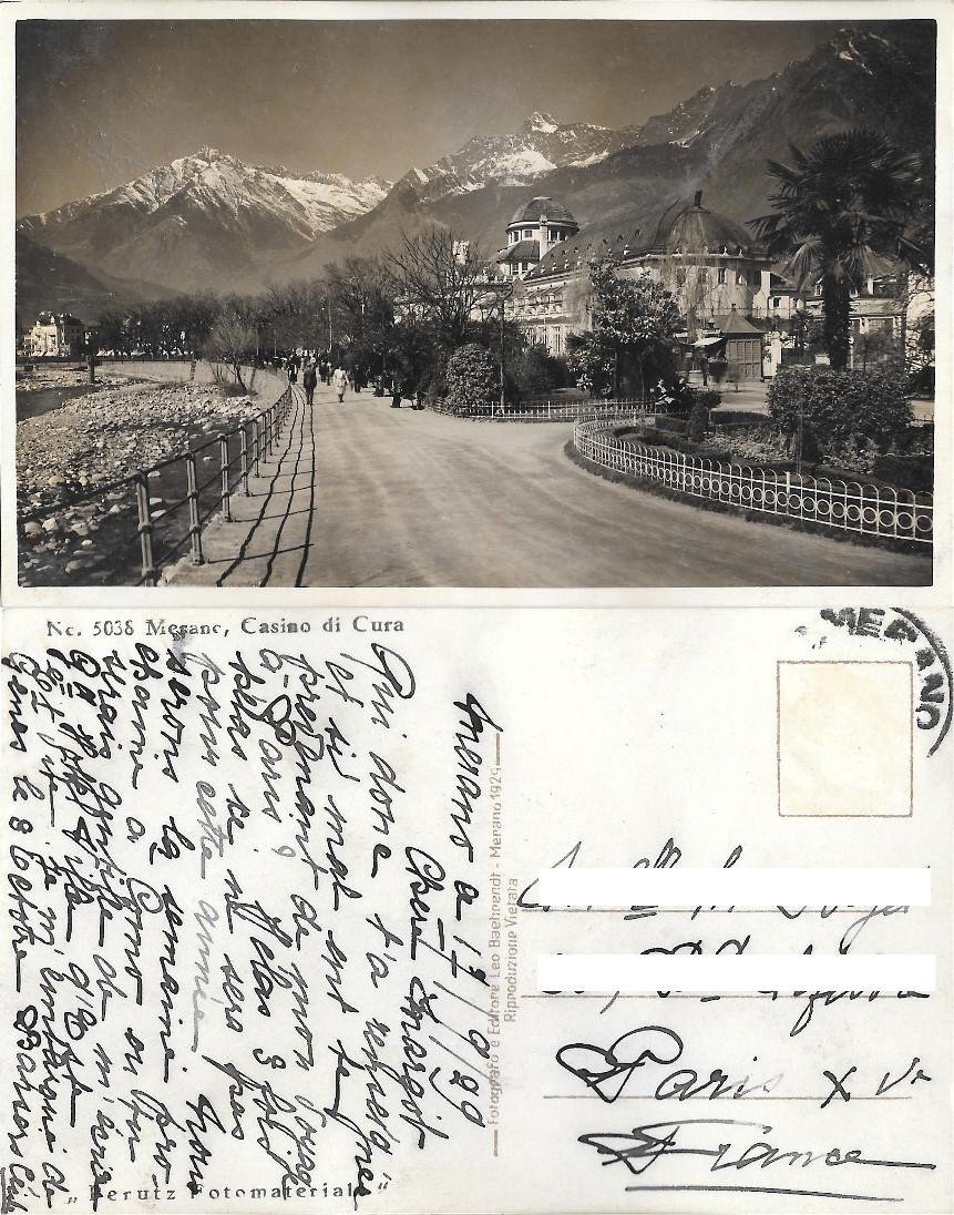 Merano. Casino di Cura. Viaggiata 1929 | Immagine principale
