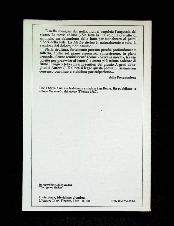 Meridiane d'Ombra Libro Lucia Serra L'Autore Libri Firenze Poesie 8872541697