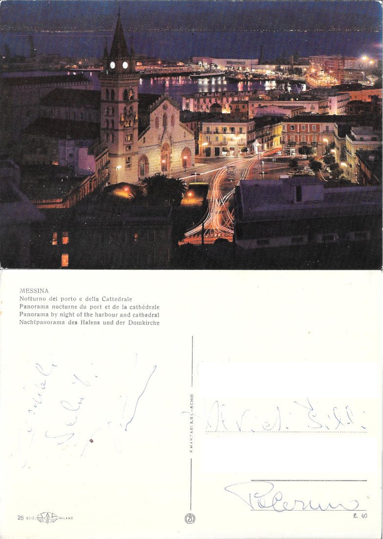 Messina. Notturno del porto e della Cattedrale - Viaggiata | Immagine principale