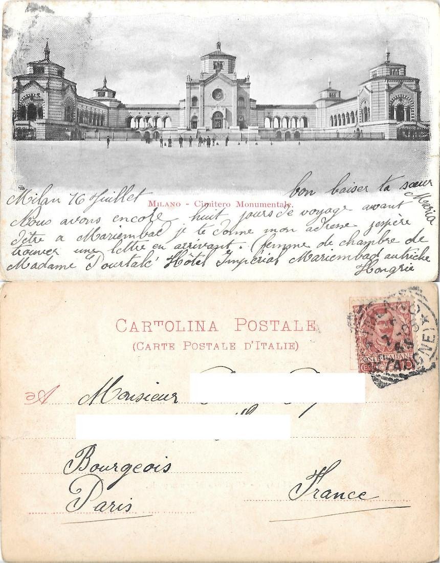 Milano. Cimitero Monumentale. Viaggiata 1905 | Immagine principale