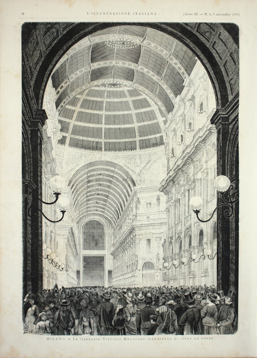 Milano. La galleria Vittorio Emanuele illuminata durante le feste. Stampa … | Immagine principale