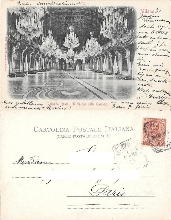 Milano. Palazzo Reale. Il Salone delle Cariatidi. Viaggiata
