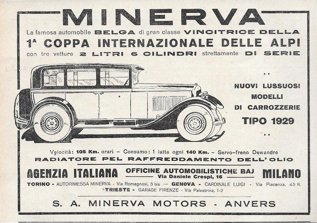 Minerva.La famosa automobile Belga (mod. 12-14). Advertising 1928 | Immagine principale