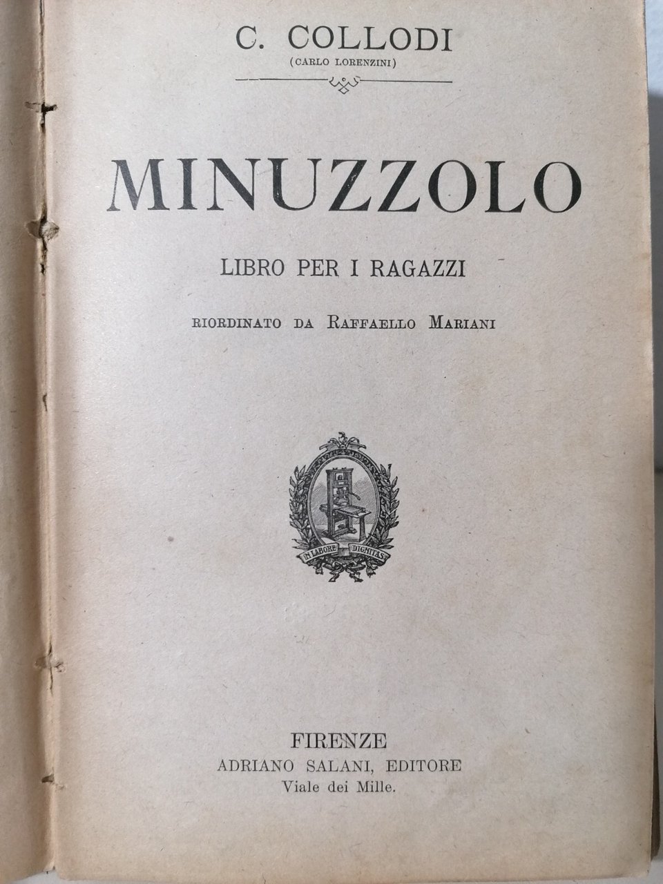 Minuzzolo - Collodi - Libro Per I Ragazzi Salani 1923 …