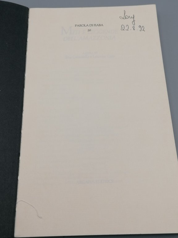 Miti E Leggende Dell'Amazzonia Libro Caianiello Cam Arcana Prima Edizione …