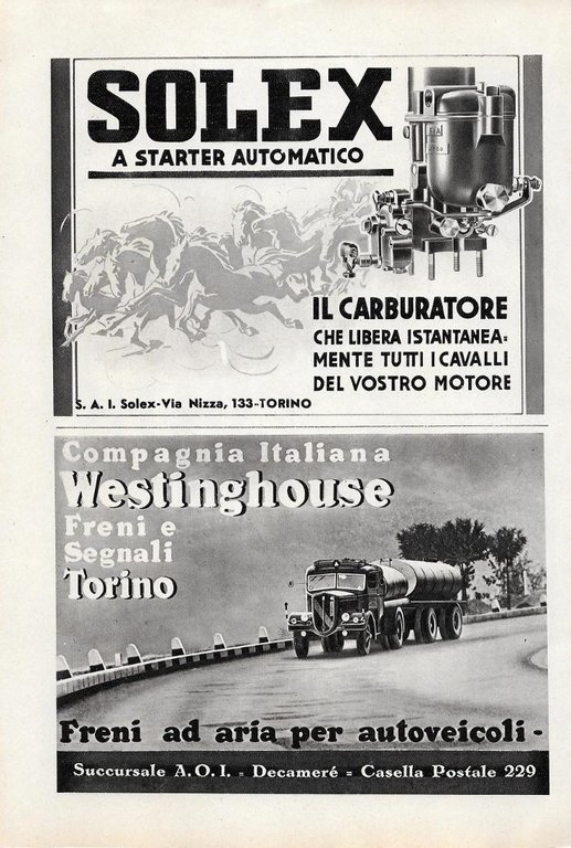 Mobiloil/Solex-Westinghouse freni. Advertising 1937 fronte retro | Immagine Gallery 2