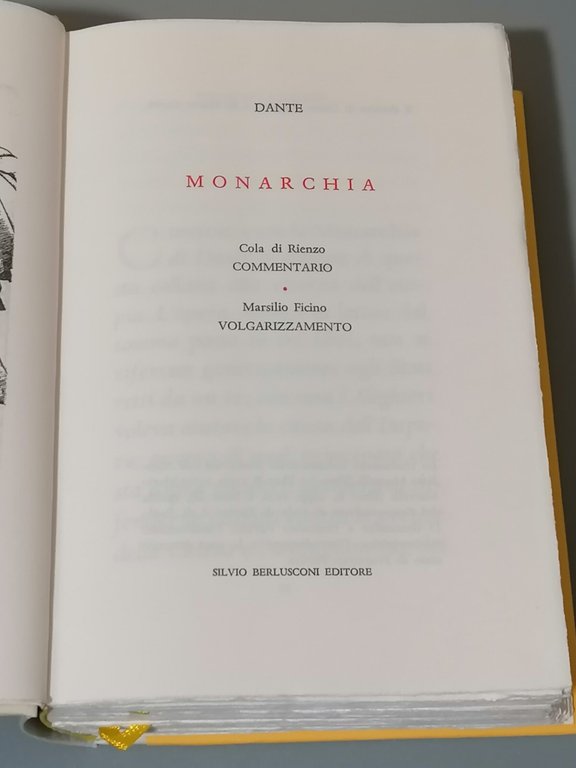 Monarchia Dante Alighieri Biblioteca Utopia Berlusconi Editore 2004 Libro Pregio