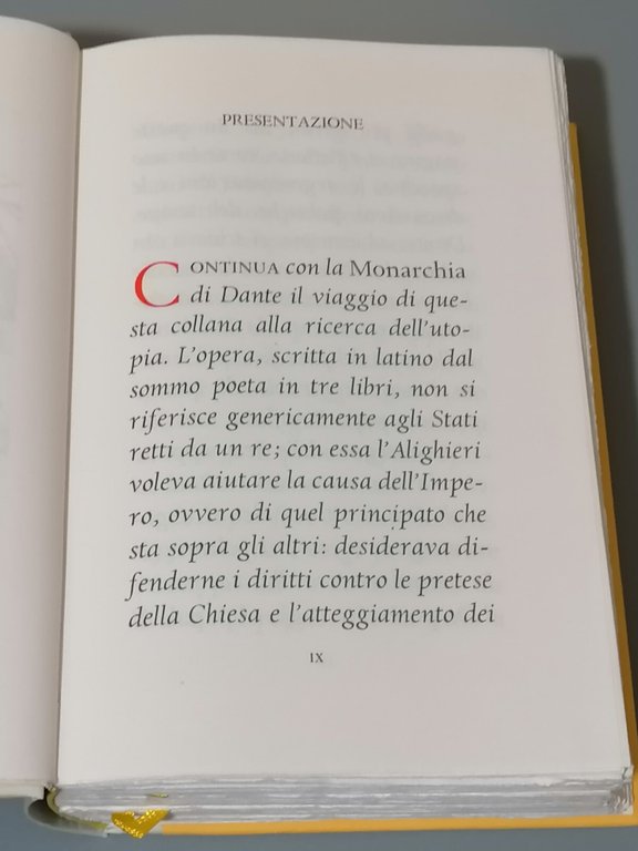 Monarchia Dante Alighieri Biblioteca Utopia Berlusconi Editore 2004 Libro Pregio