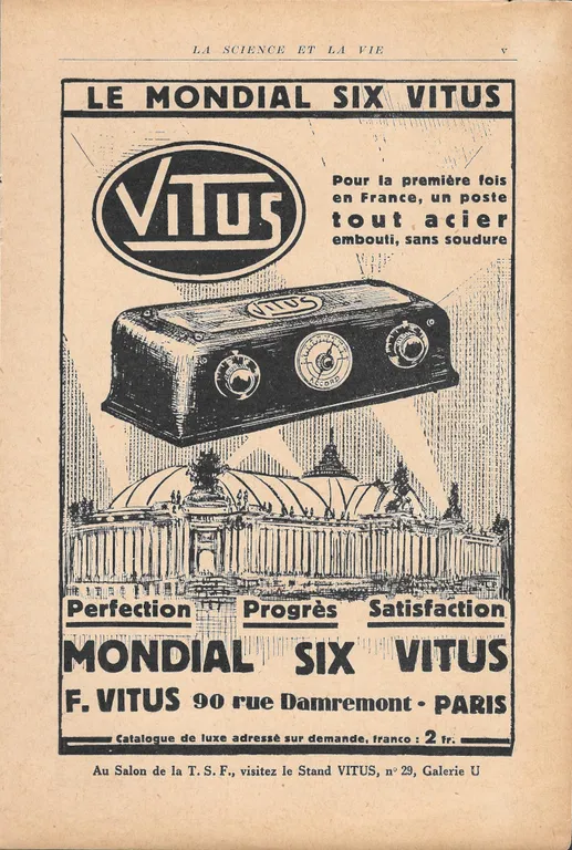 Mondial Six Vitus - Advertising 1928