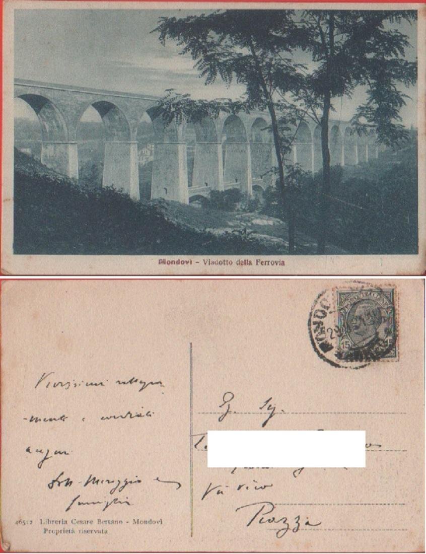 Mondovi. Viadotto della ferrovia. Viaggiata 1921 | Immagine principale