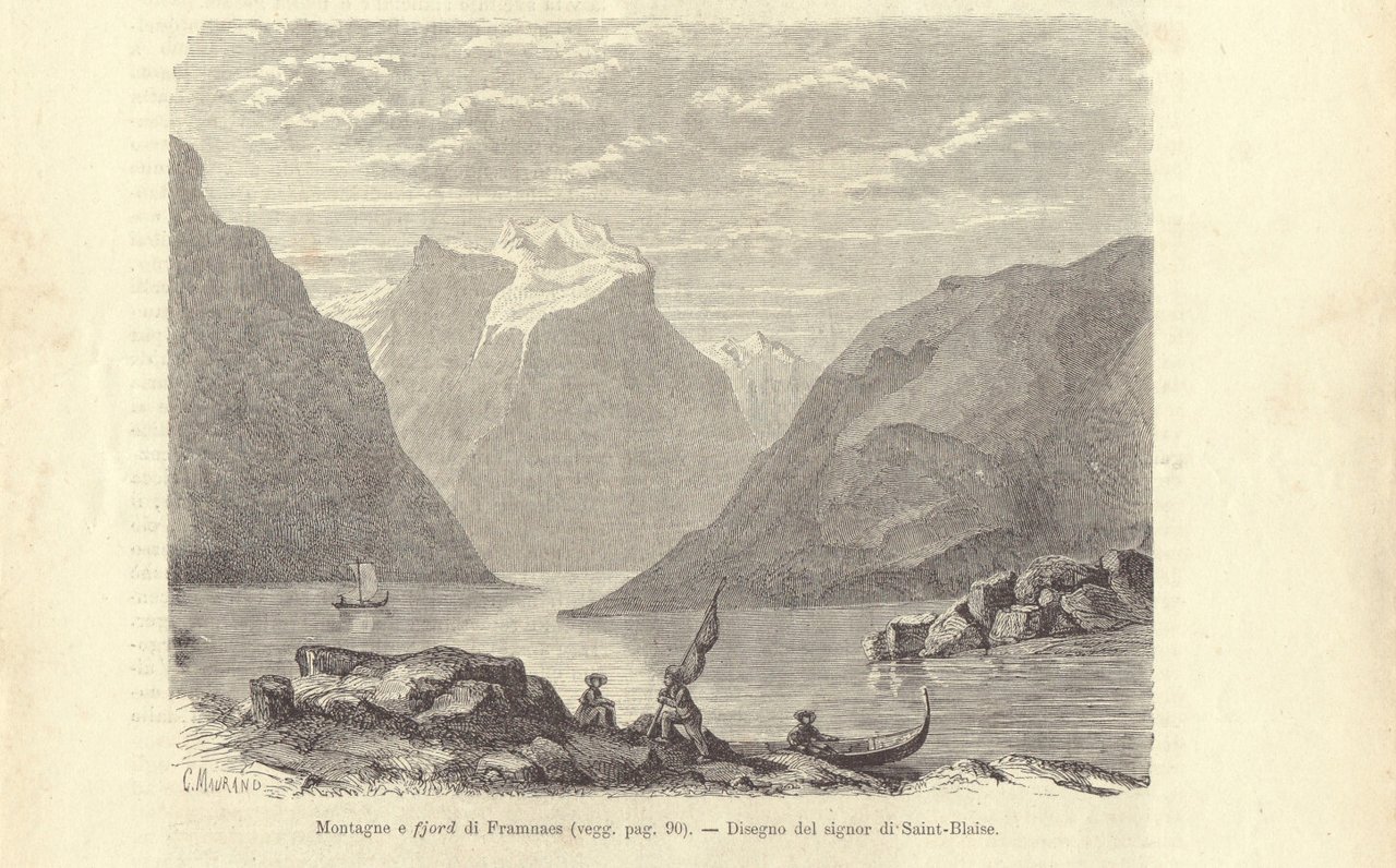 Montagne e fjord di Framnaes. Illustrazione 1864 | Immagine principale