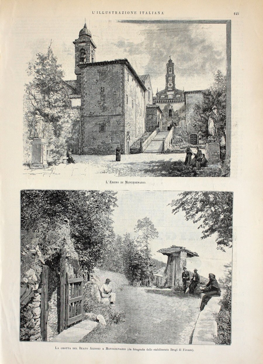 Montesenario: l'eremo; grotta del beato Alessio. Stampa 1889 | Immagine principale