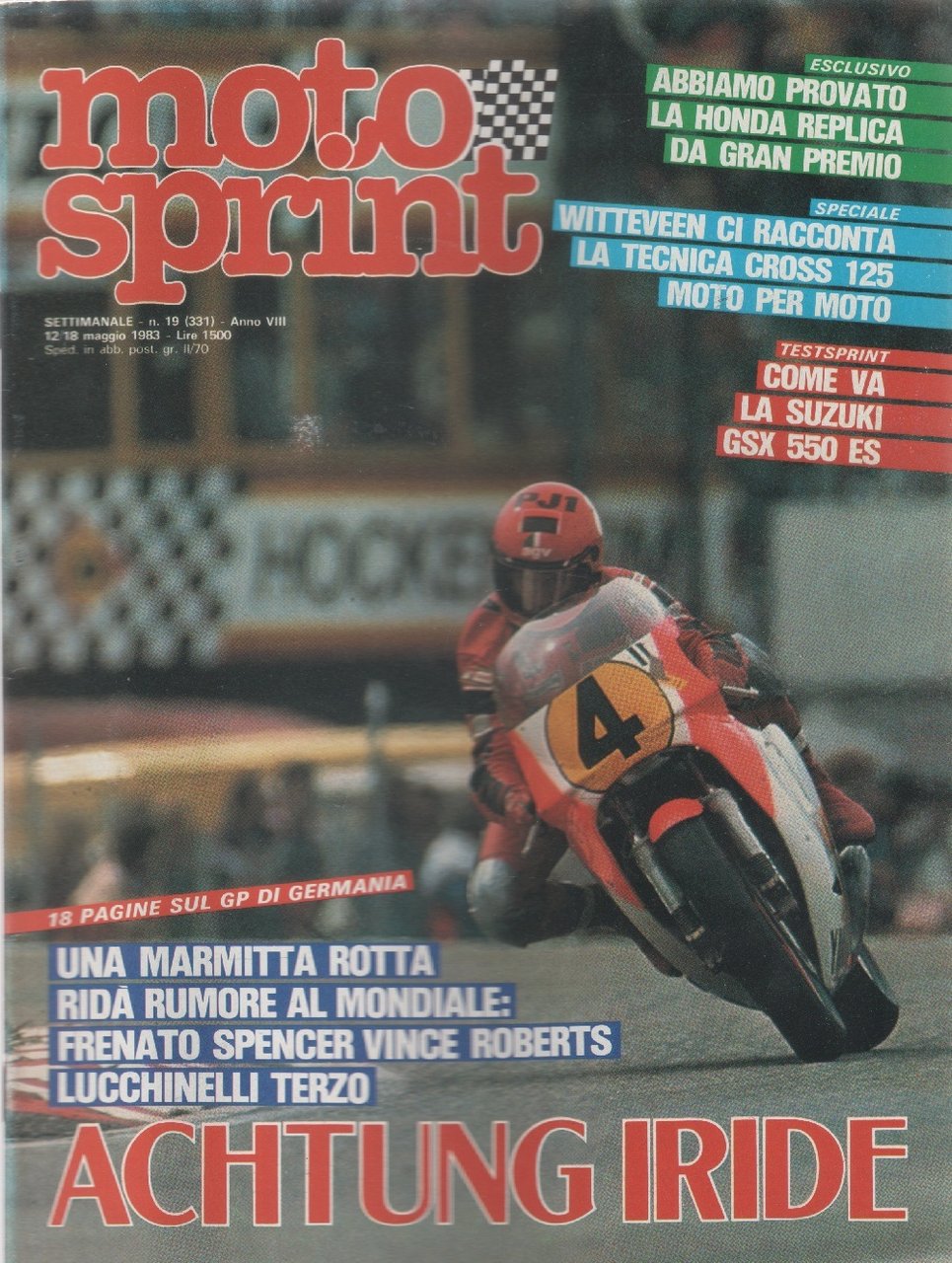 Moto sprint. n. 19- 1983. Actung iride; Suzuki GSX 550 … | Immagine principale