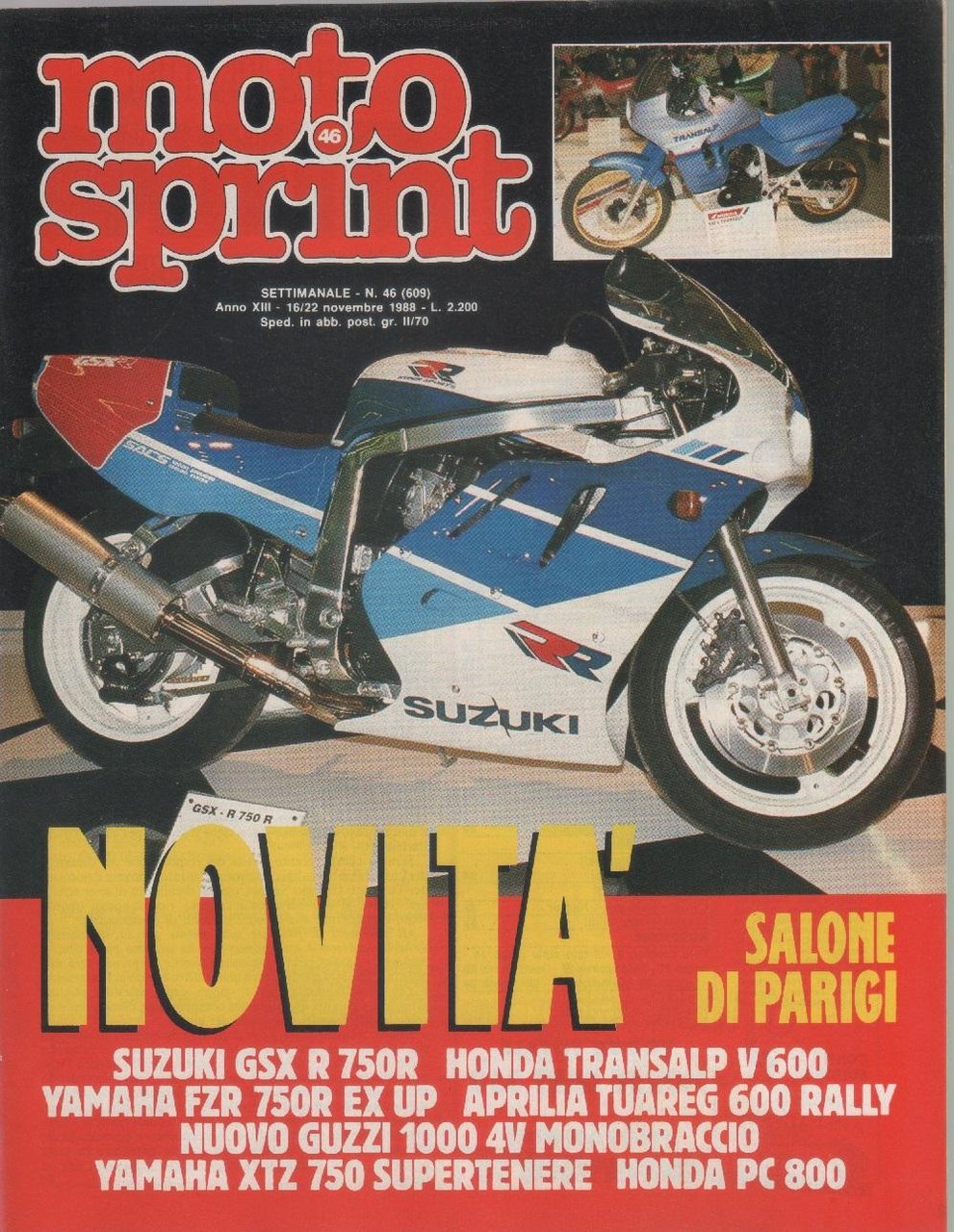 Moto sprint. n. 46 - 1988. Novità Salone di Parigi | Immagine principale