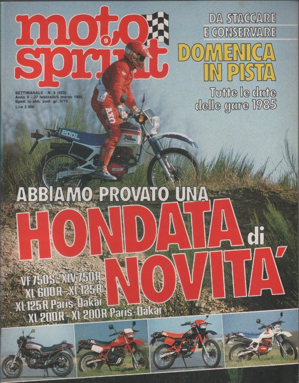 Moto sprint. n. 9 - 1985. Hondata di novità | Immagine principale
