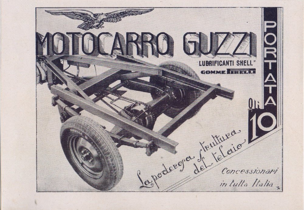 Motocarro Guzzi. Advertising 1940 | Immagine principale