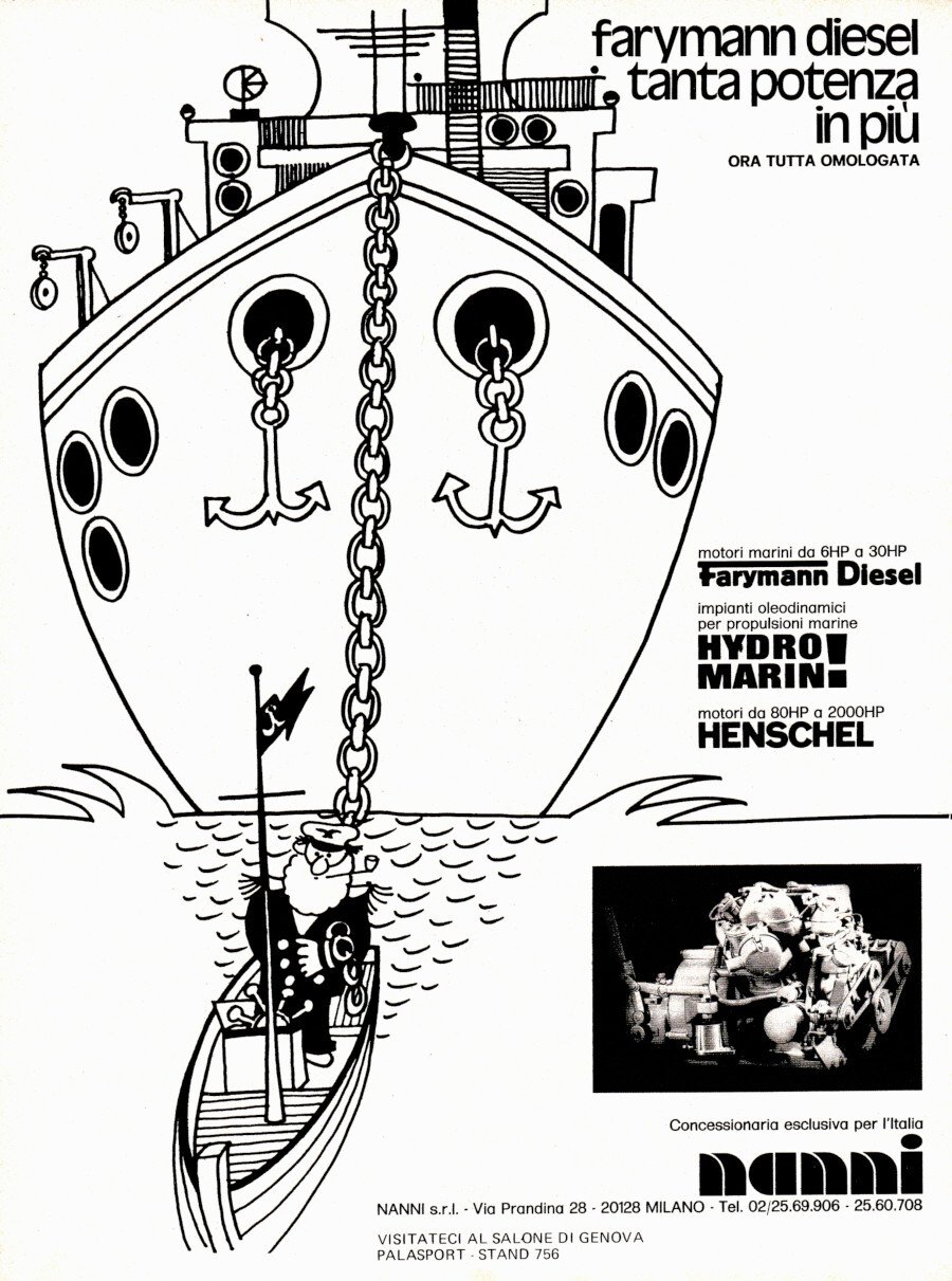 Motori marini Farymann. Advertising 1974 | Immagine principale