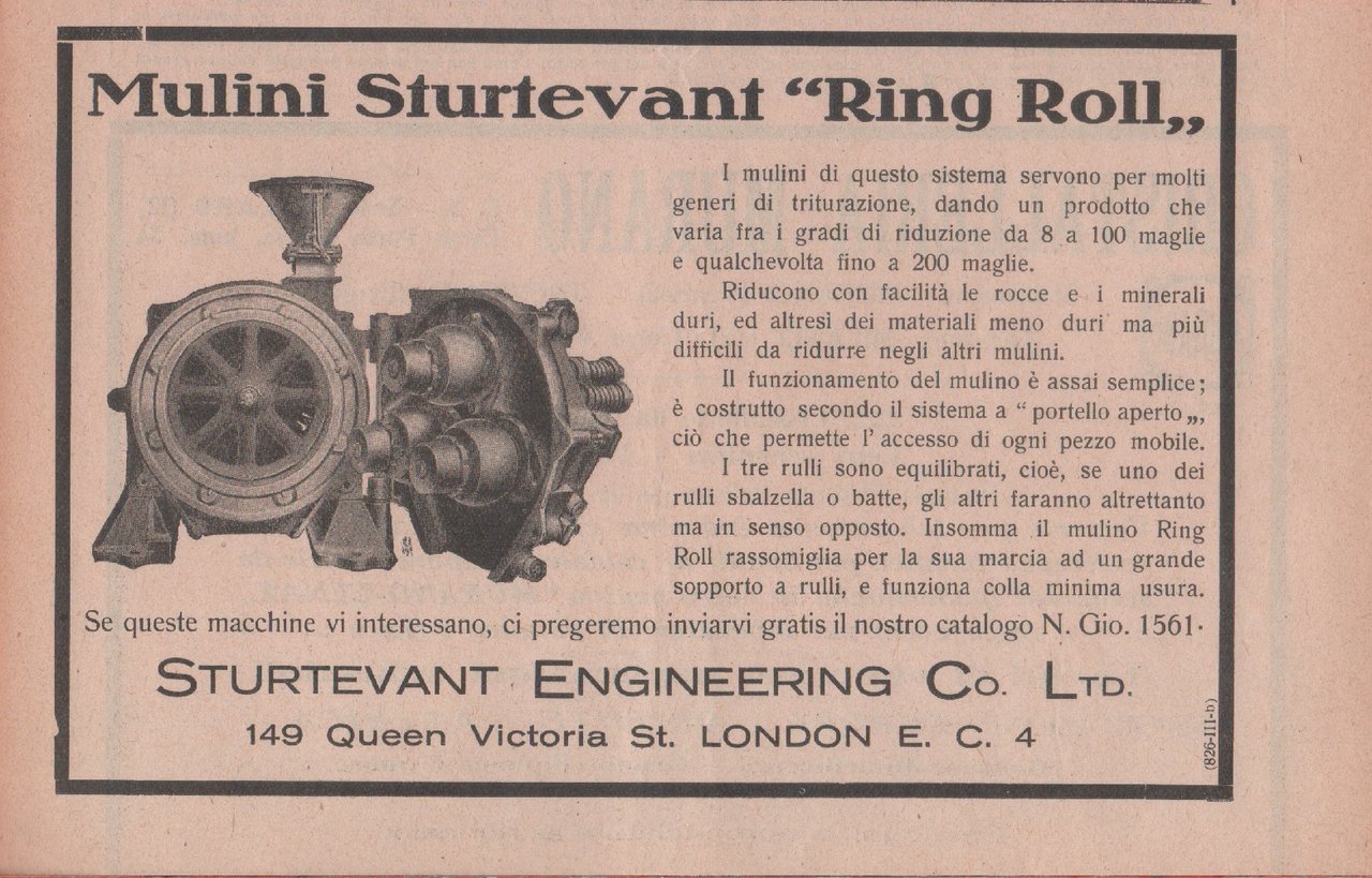 Mulini Sturtevant "Ring Roll". Advertising 1926 | Immagine principale