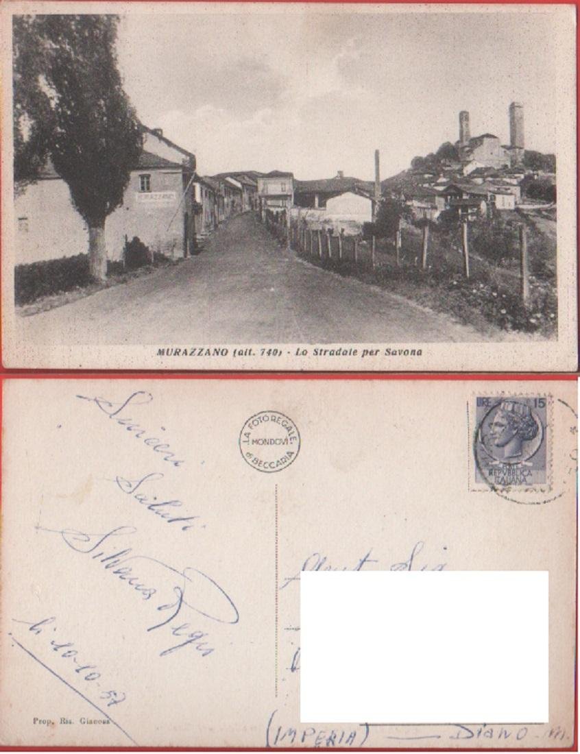 Murazzano (CN). Lo stradale per Savona. Viaggiata 1957 | Immagine principale