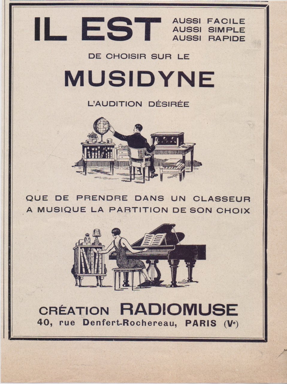 Musidyne, creation Radiomuse. Advertising 1926 | Immagine principale