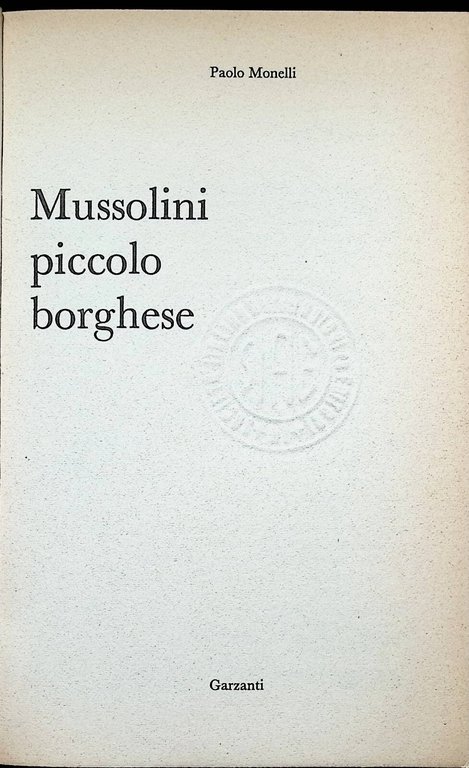 Mussolini Piccolo Borghese