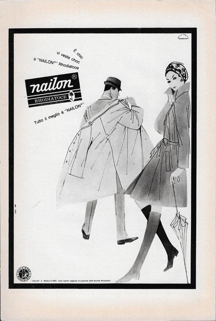 Nailon Rhodiatoce. E' chic vi veste choc. Advertising 1964 | Immagine principale