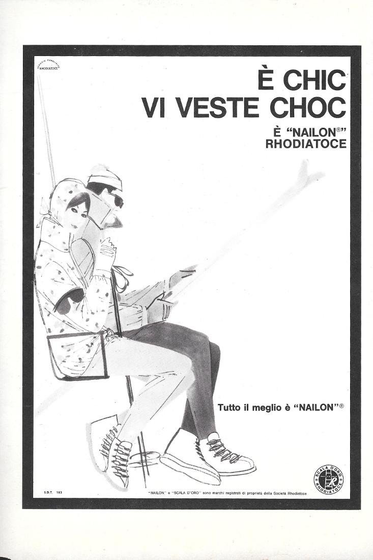 Nailon Rhodiatoce. È chic vi veste choc. Advertising 1964 | Immagine principale