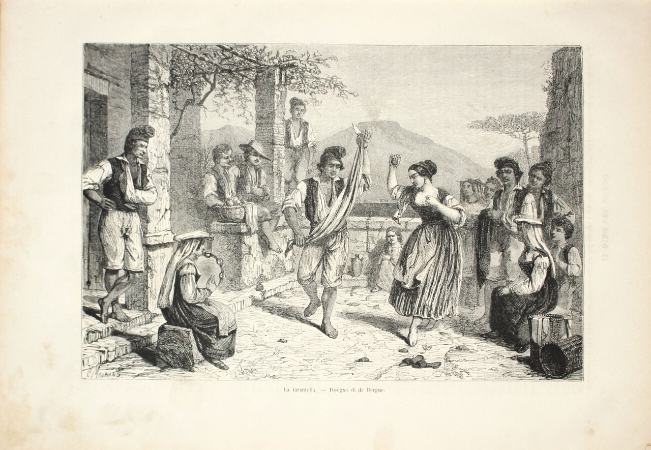 Napoli. La tarantella. Stampa 1863 | Immagine principale