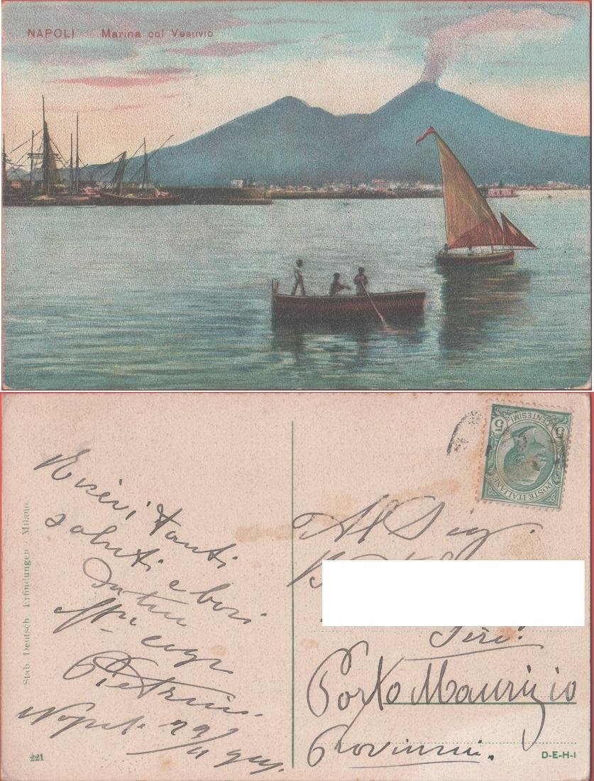 Napoli. Marina col Vesuvio. Viaggiata 1909 | Immagine principale