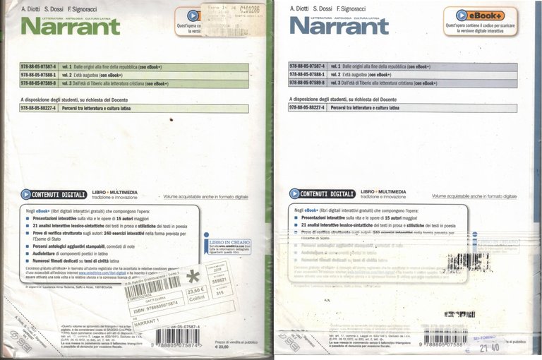 Narrant Volumi 1 e 2 Letteratura Antologia Latina Latino SEI …