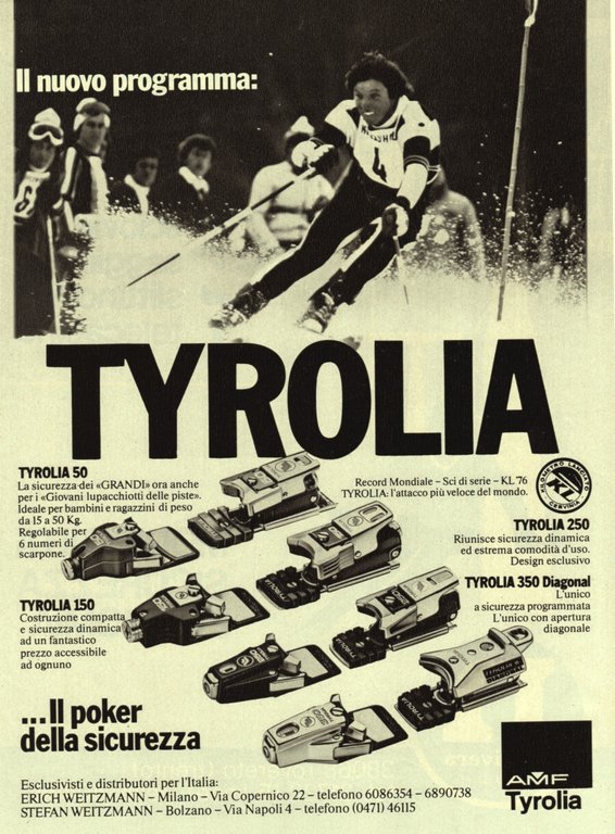 Nascivera impianti tipizzati / Tyrolia. Advertising 1976 | Immagine Gallery 2