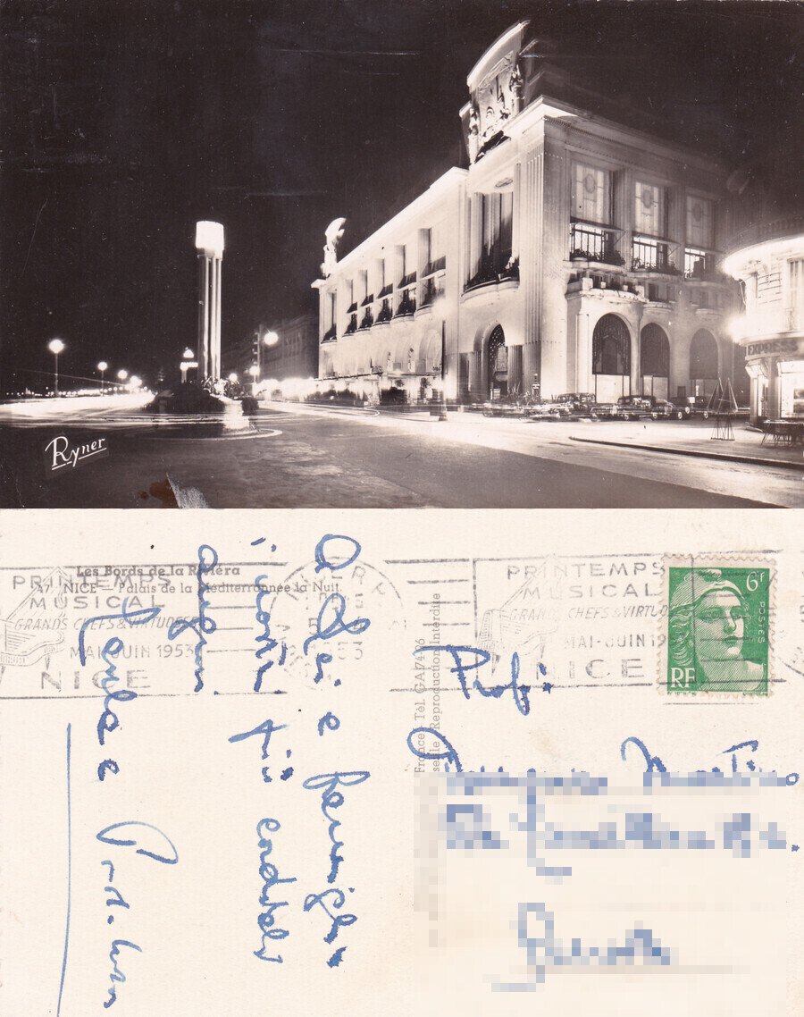 Nice. Les bords de la riviere. Viaggiata 1953 | Immagine principale