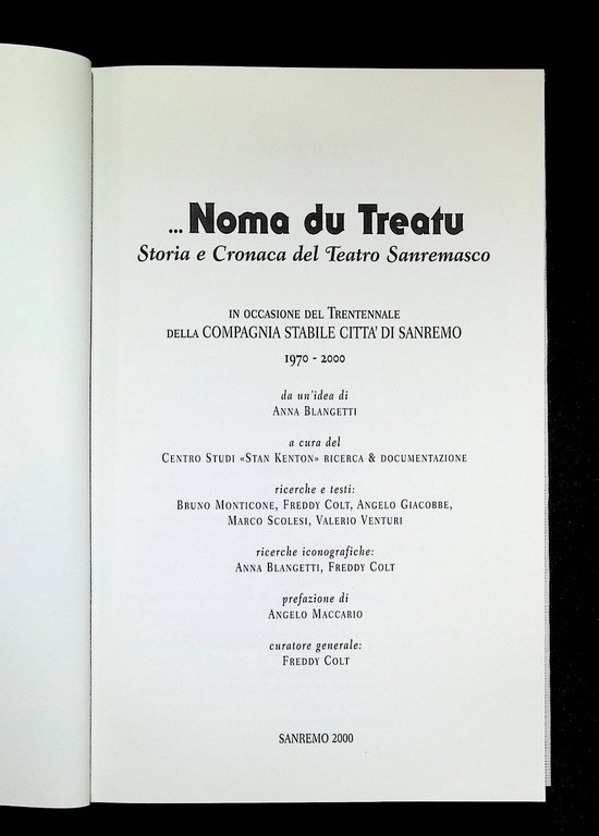 Noma Du Treatu Libro Storia e Cronaca del Teatro Sanremasco …