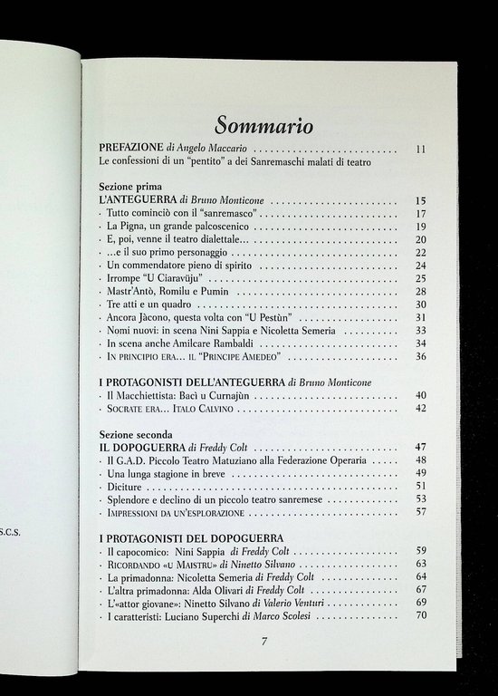 Noma Du Treatu Libro Storia e Cronaca del Teatro Sanremasco …