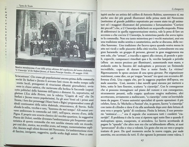 Noma Du Treatu Libro Storia e Cronaca del Teatro Sanremasco …