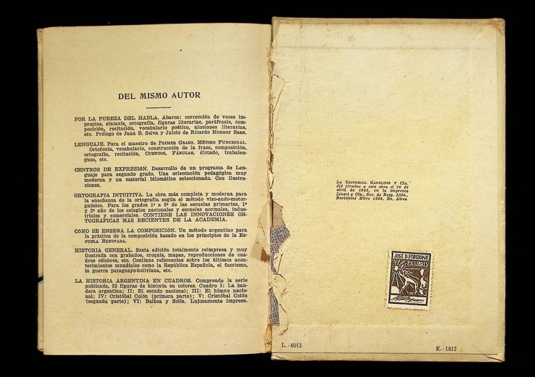 Nuestro Idioma Libro José Forgione Grammatica Spagnola Argentina Kapelusz 1945